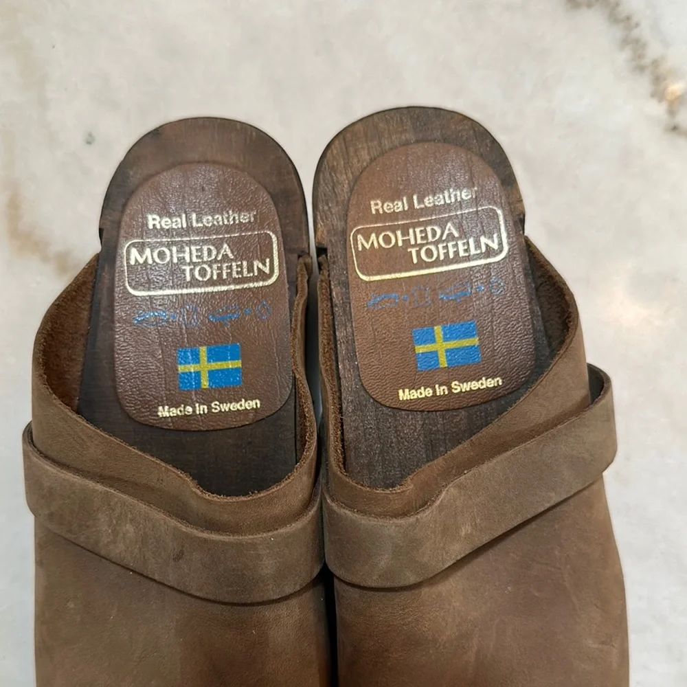 Brown Slip-On Loafers with Contoured Footbed Size38 Real Leather Made‎ in Sweden
